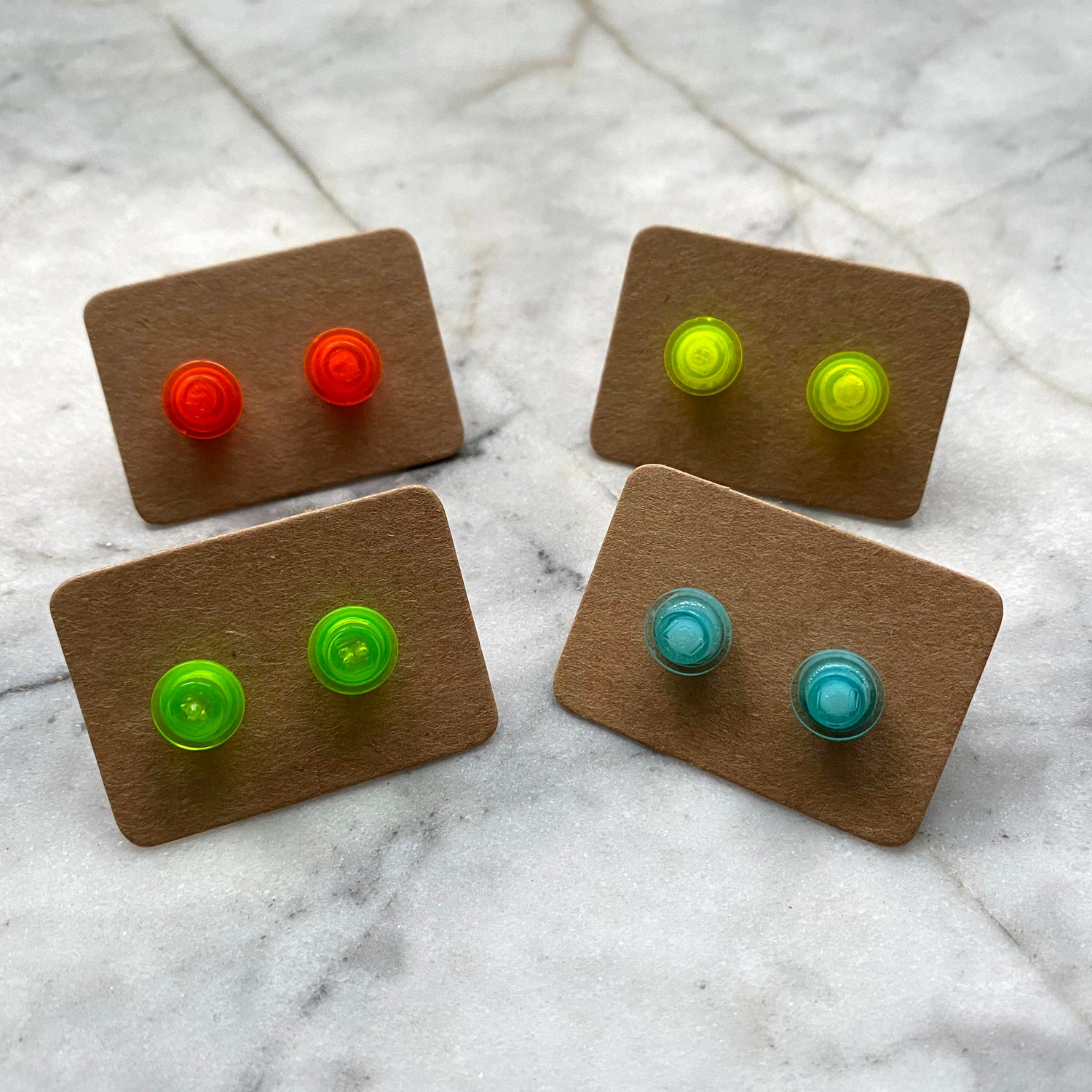 Transparent Brick Stud Earrings | Up-cycled | 11 Colours Available | Surgical Steel | Quirky Gifts | UK Seller