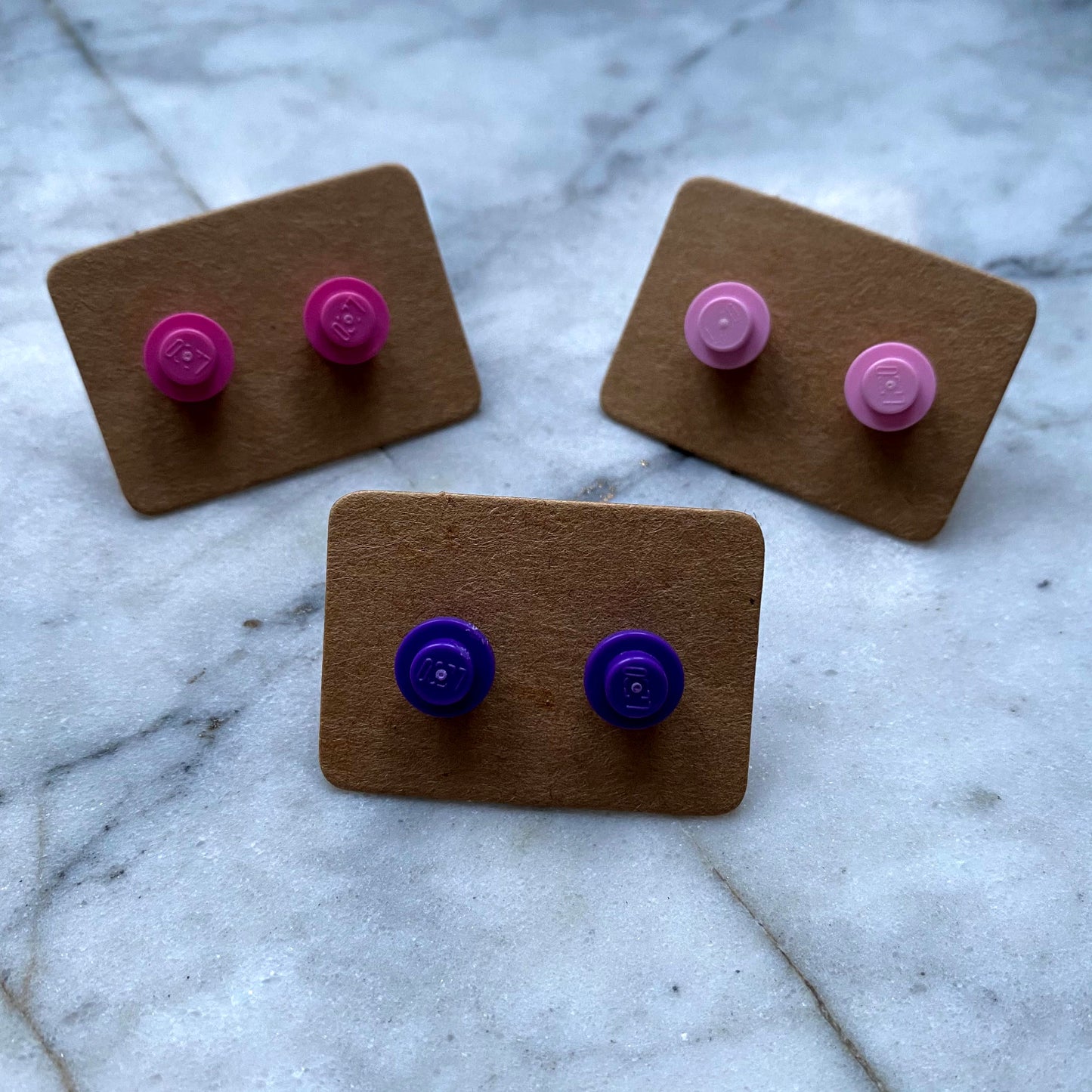 Brick Stud Earrings | Up-cycled | 14 Colours Available | Surgical Steel | Quirky Gifts | UK Seller