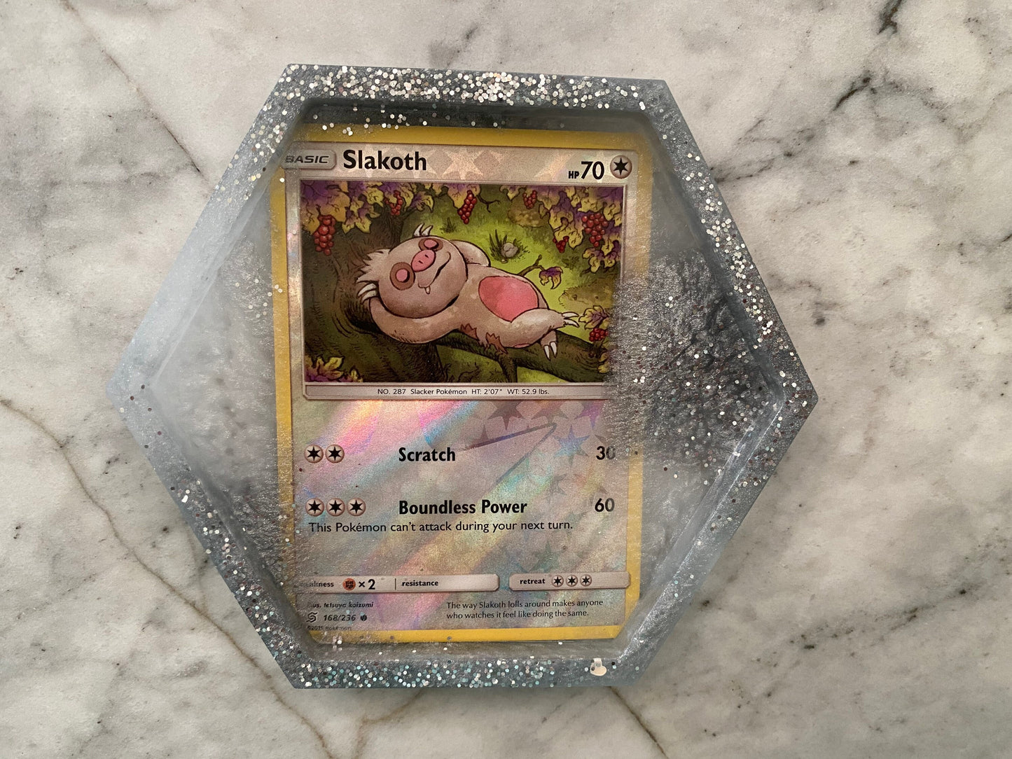 Pokemon Drinks Coaster | Slakoth | Handmade Resin Pokémon Gift | Made with Genuine Cards | Unique Item | Nerdy | Pokemon Fan | UK Seller