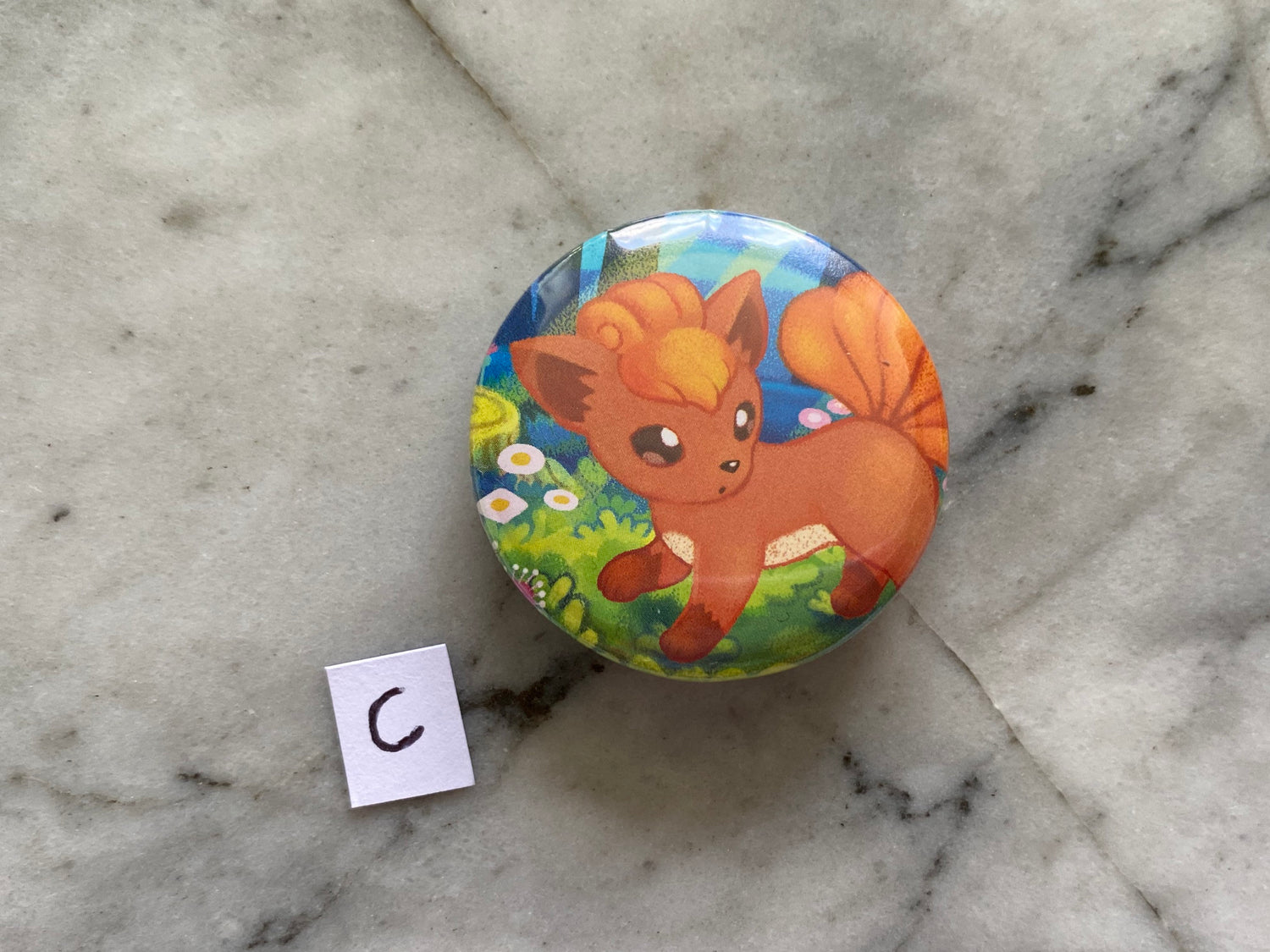 Vulpix Button Badge | Handmade Pokemon Card Pin | Made with Genuine Cards | Unique Item | Gift Idea | Pokemon Fan | Gamer