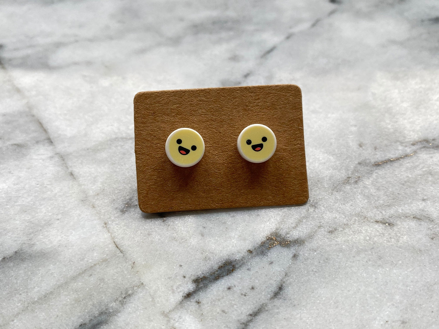 Emoji Brick Stud Earrings | Emote | Smiley | Wink Kiss Smile | Up-cycled | Made from Genuine Bricks | Surgical Steel | Quirky Gifts