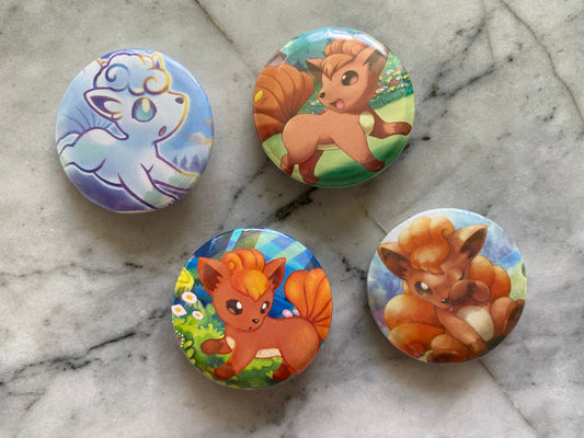 Vulpix Button Badge | Handmade Pokemon Card Pin | Made with Genuine Cards | Unique Item | Gift Idea | Pokemon Fan | Gamer
