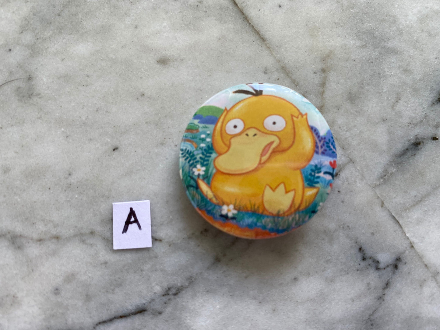 Psyduck Button Badge | Handmade Pokemon Card Pin | Made with Genuine Cards | Unique Item | Gift Idea | Pokemon Fan | Gamer