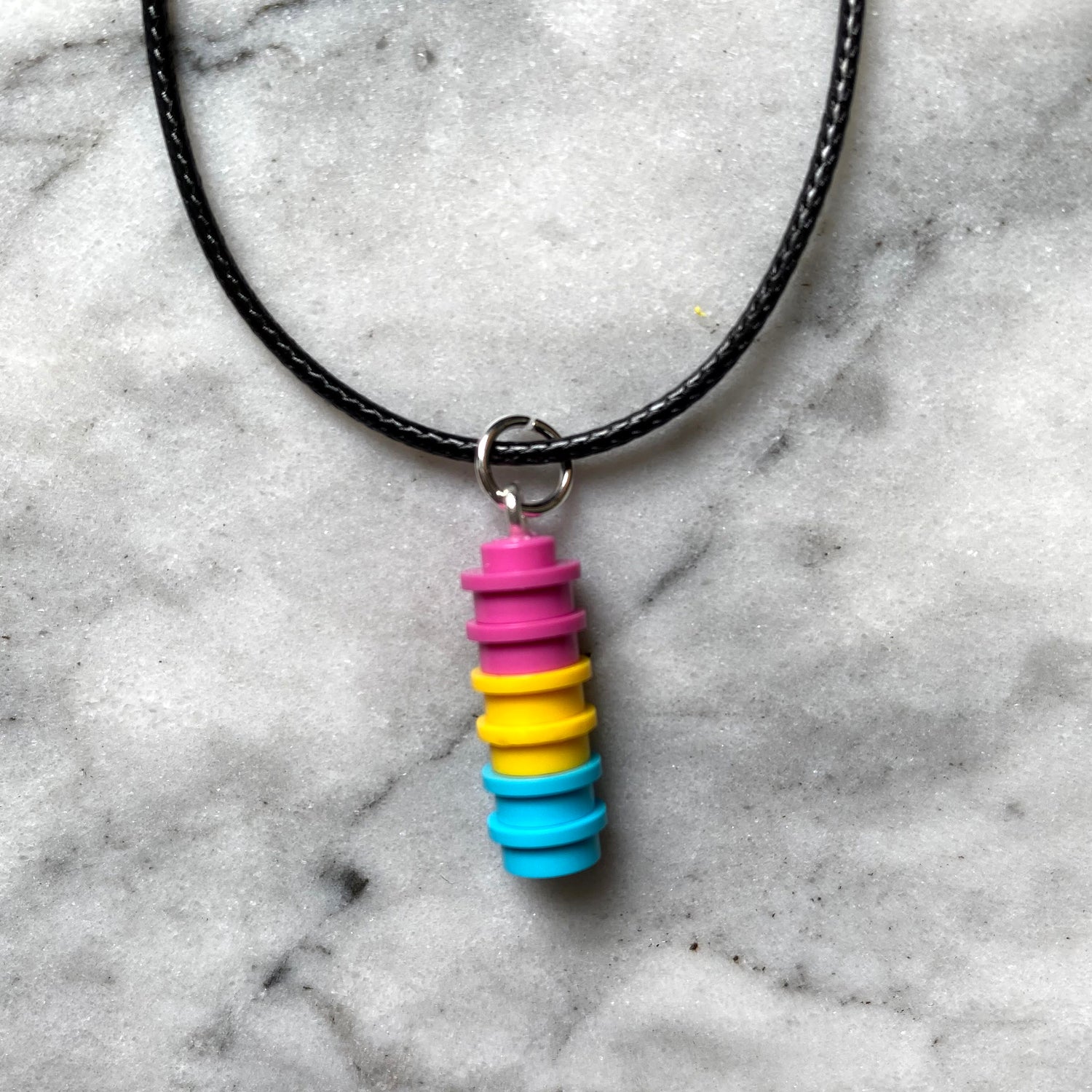 Pride Necklace Pendant | WIth Faux Leather Cord | Silver Plated Fastenings | LGBTQ+ | Rainbow | LGBT