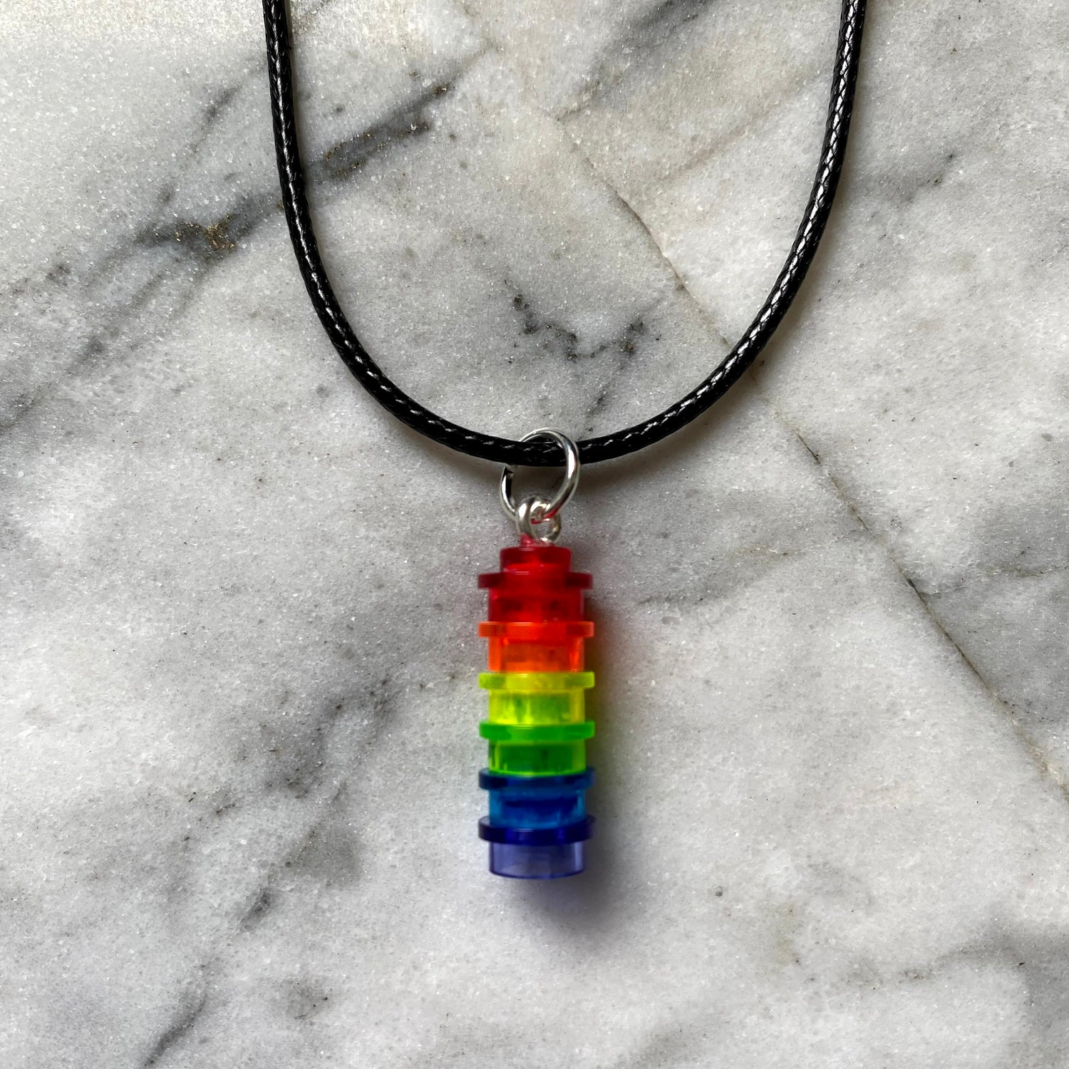 Pride Necklace Pendant | WIth Faux Leather Cord | Silver Plated Fastenings | LGBTQ+ | Rainbow | LGBT