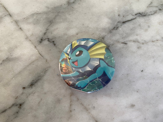 Vaporeon Button Badge | Handmade Pokemon Card Pin | Made with Genuine Holographic Cards | Unique Item | Gift Idea | Pokemon Fan | Gamer