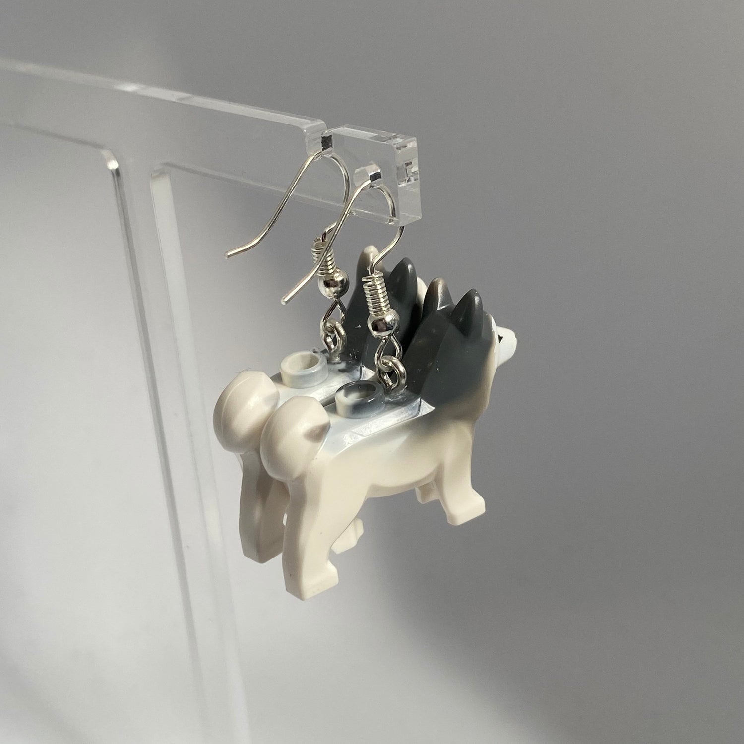 Dog Drop Earrings | Alsatian | German Shepherd | Husky | Dalmatian | Handmade with Genuine Bricks | Gift | Silver Plated | UK Seller