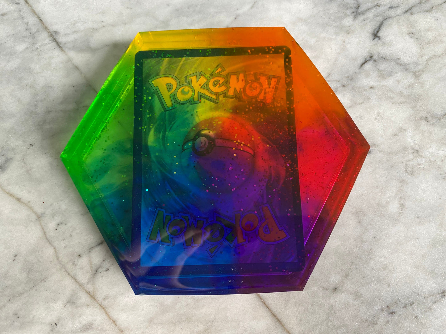 Dedenne Drinks Coaster | Handmade Resin Pokemon Card Coaster | Made with Genuine Cards | Unique Item | Gift Idea | Pokemon Fan | Rainbow