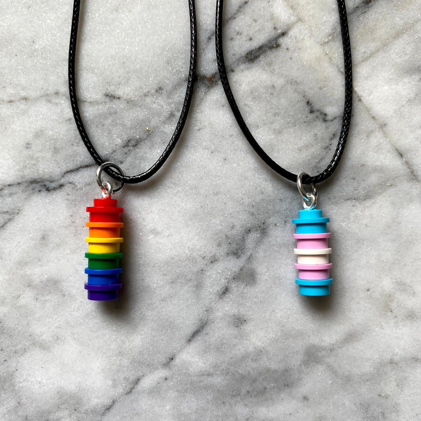 Pride Necklace Pendant | WIth Faux Leather Cord | Silver Plated Fastenings | LGBTQ+ | Rainbow | LGBT