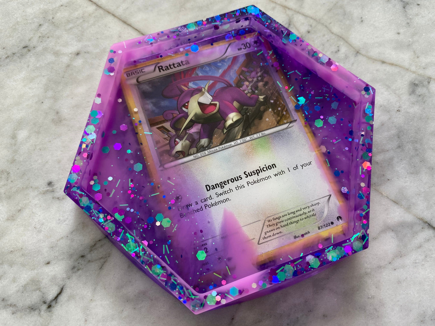 Pokemon Drinks Coaster | Rattata | Handmade Resin Pokémon Gift | Made with Genuine Cards | Unique Item | Nerdy | Pokemon Fan | Gamer