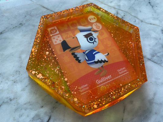 Gulliver Drinks Coaster | Handmade Resin Animal Crossing Card Coaster | Made with Genuine Amiibo Cards | Unique Item | Gift Idea | Fan
