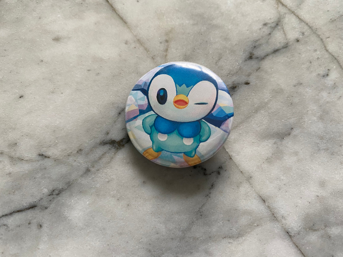 Piplup Button Badge | Handmade Pokemon Card Pin | Made with Genuine Cards | Unique Item | Gift Idea | Pokemon Fan | Gamer