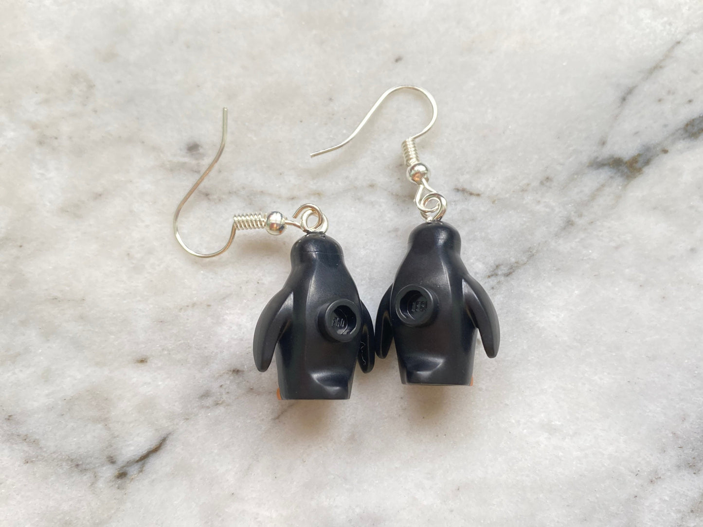 Penguin Drop Earrings | Winter | Christmas | Cute Animal | Handmade with Genuine Bricks | Silver Plated | Quirky Gifts | UK | Unusual