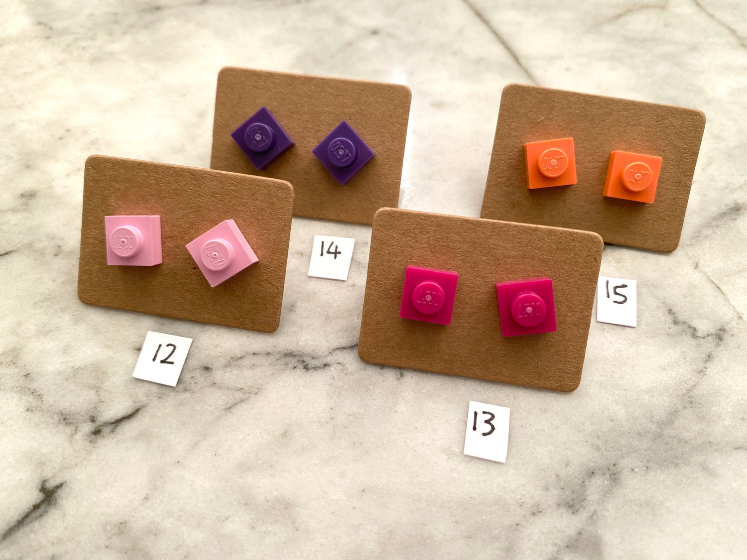 Square Brick Stud Earrings | 1 x 1 Tile | Handmade with Genuine Up-cycled Bricks | 18 Colours Available | Surgical Steel | Quirky Gifts | UK