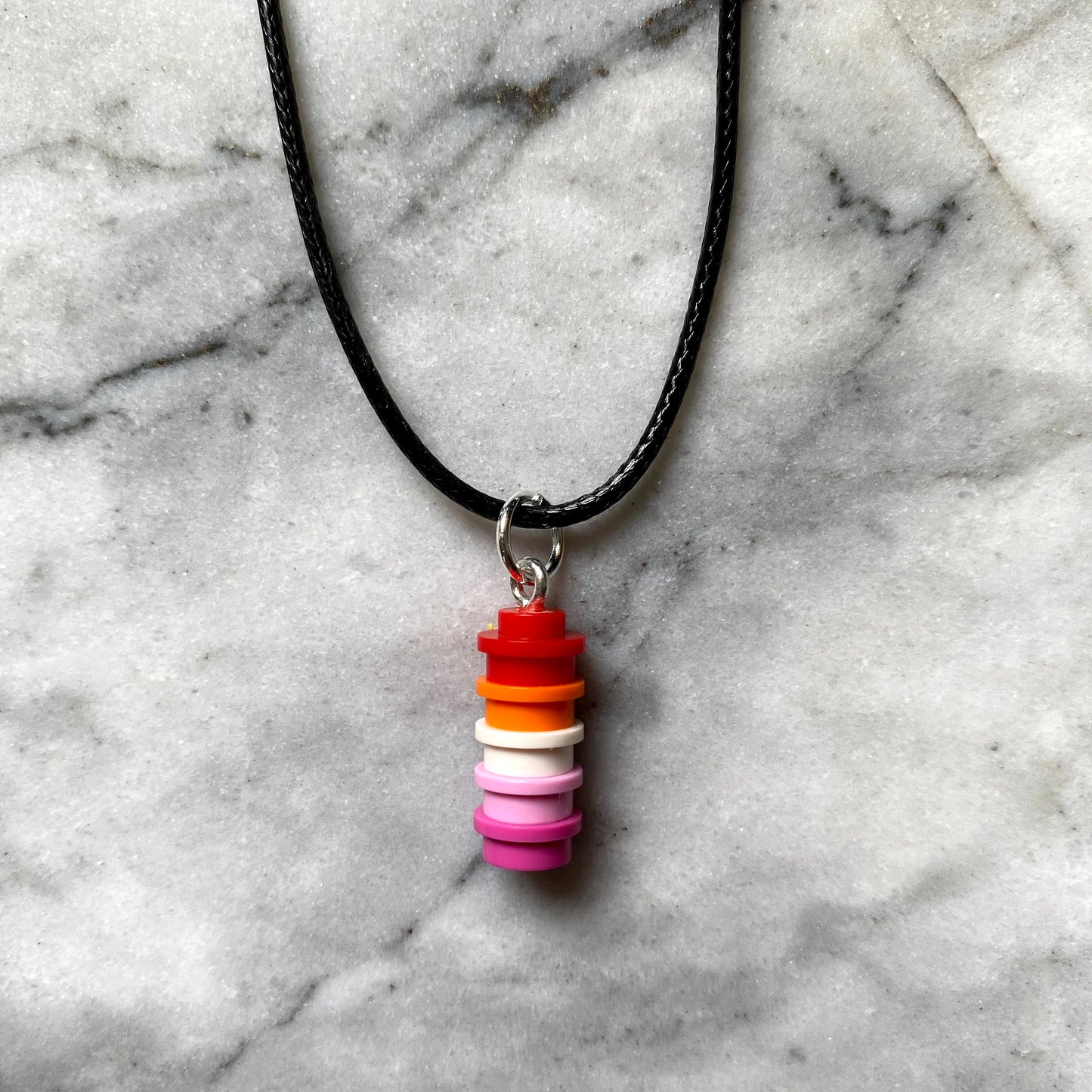 Pride Necklace Pendant | WIth Faux Leather Cord | Silver Plated Fastenings | LGBTQ+ | Rainbow | LGBT