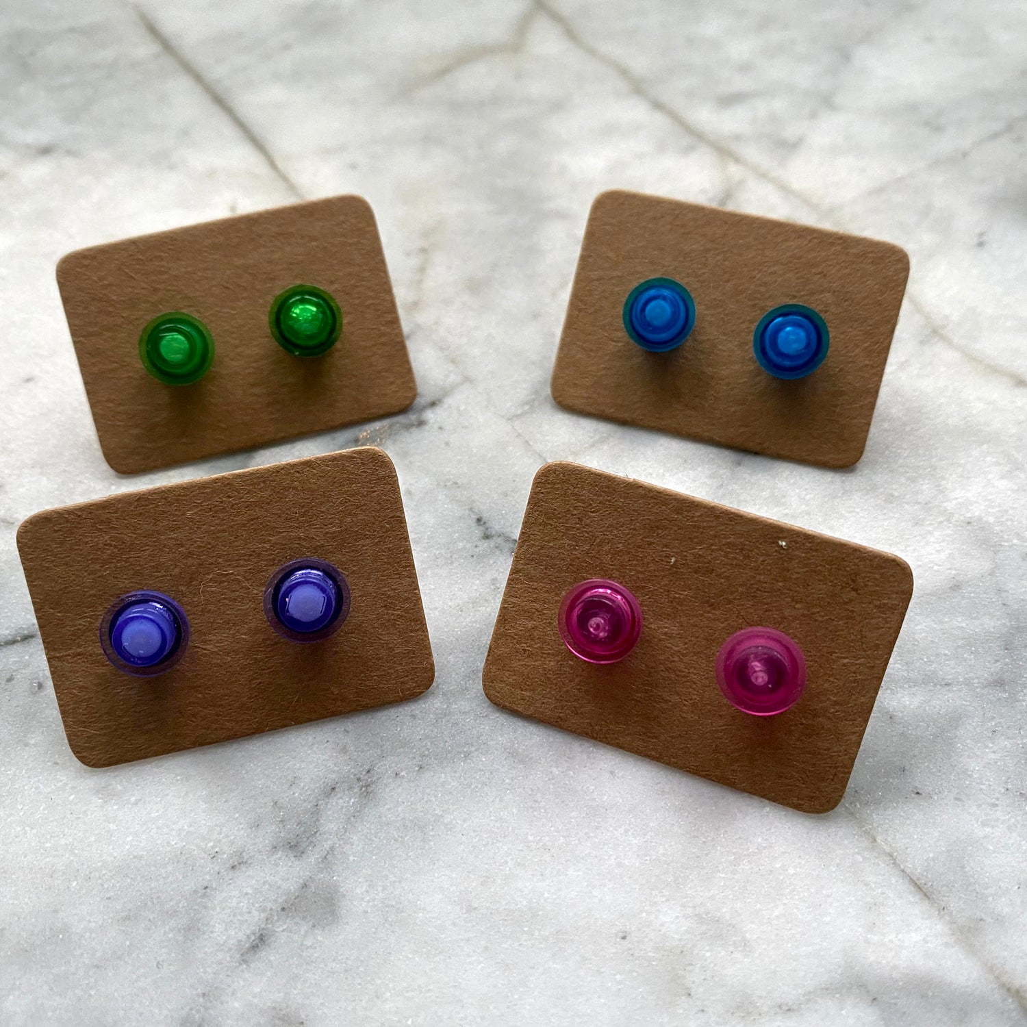 Transparent Brick Stud Earrings | Up-cycled | 11 Colours Available | Surgical Steel | Quirky Gifts | UK Seller