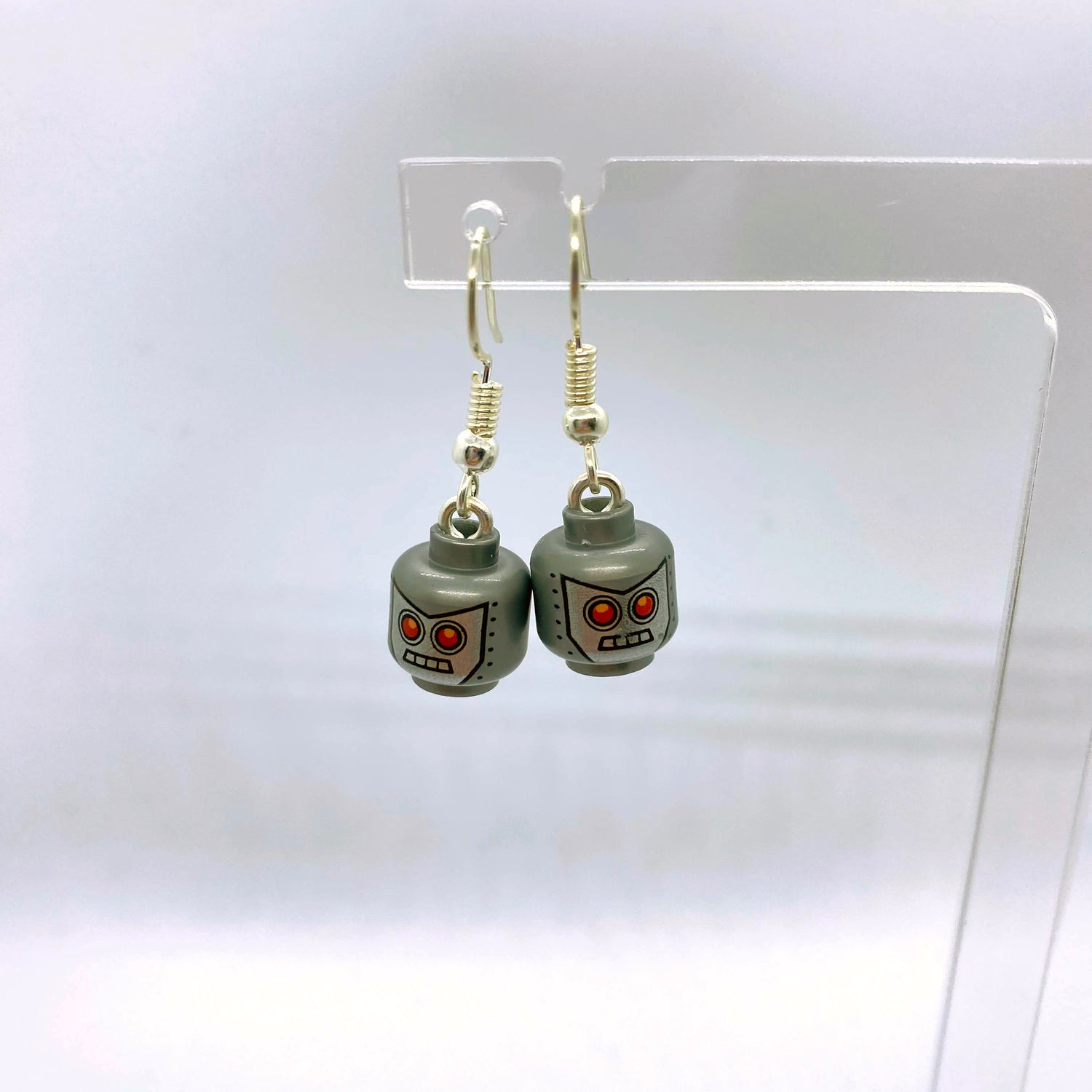 Brick Figure Heads Earrings | Silver Plated | Quirky Gifts | UK Seller