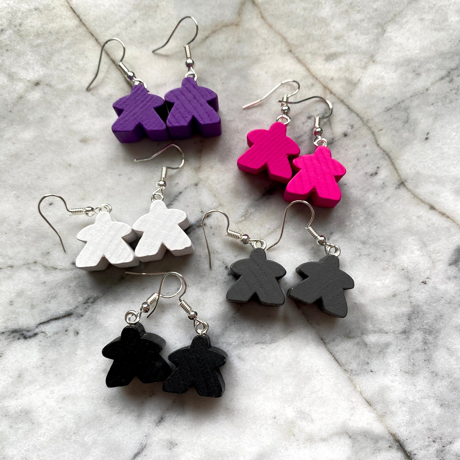 Meeple Earrings | Board Game Fans | 10 Colours Available | Silver Plated | Quirky Gifts | UK Seller