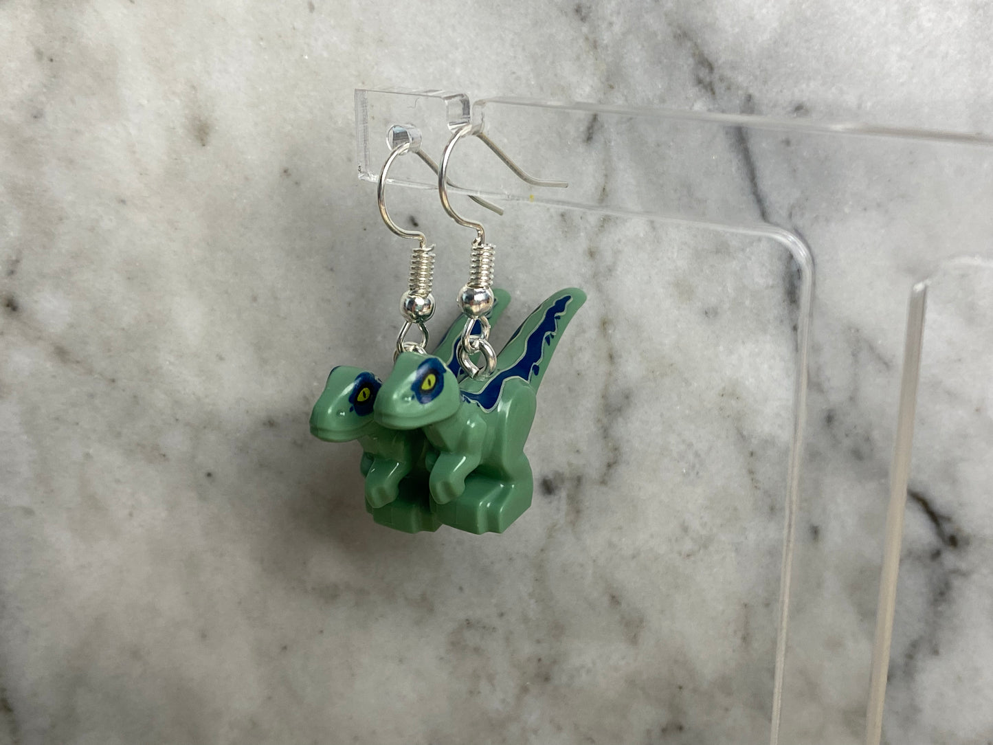 Handmade Brick Dinosaur Drop Earrings