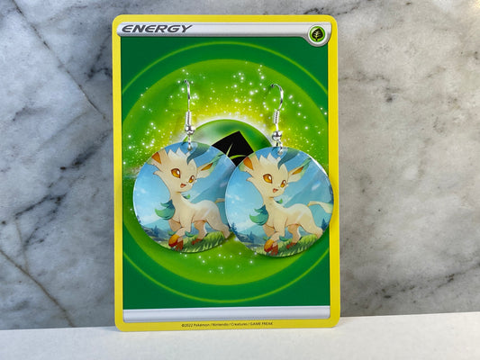 Leafeon Pokémon Card Earrings
