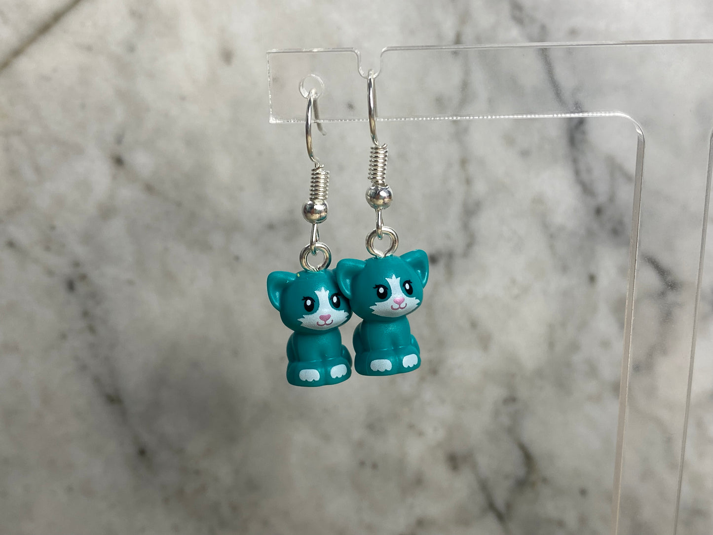 Handmade Brick Sitting Cat Drop Earrings