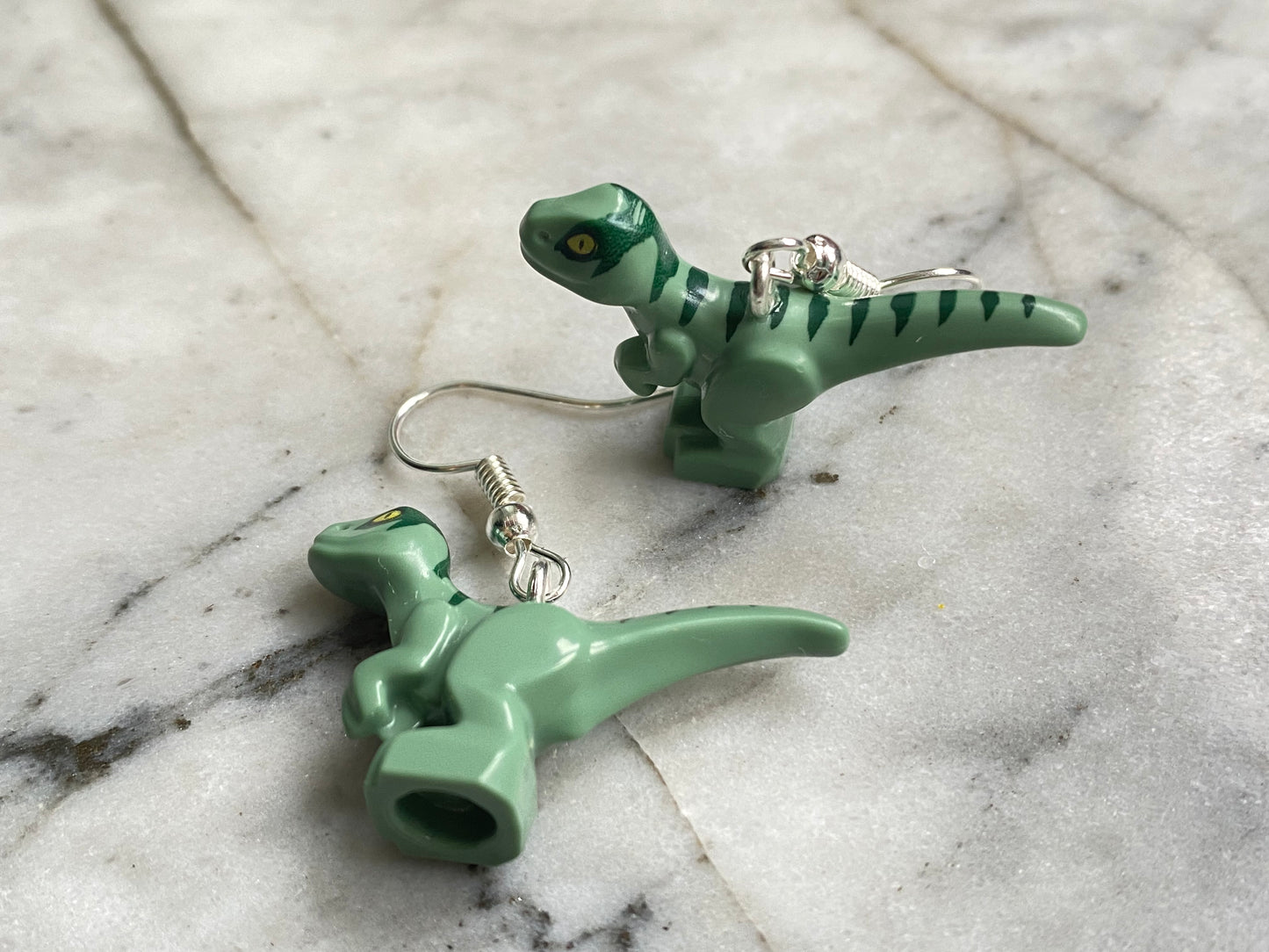 Handmade Brick Dinosaur Drop Earrings