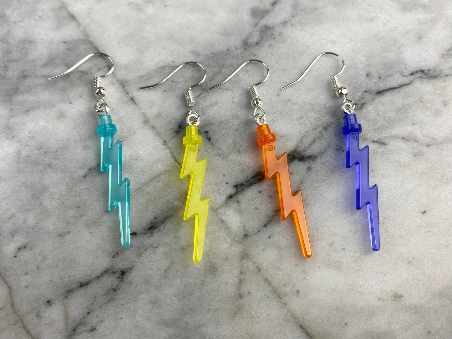 Handmade Brick Lightning Bolt Drop Earrings