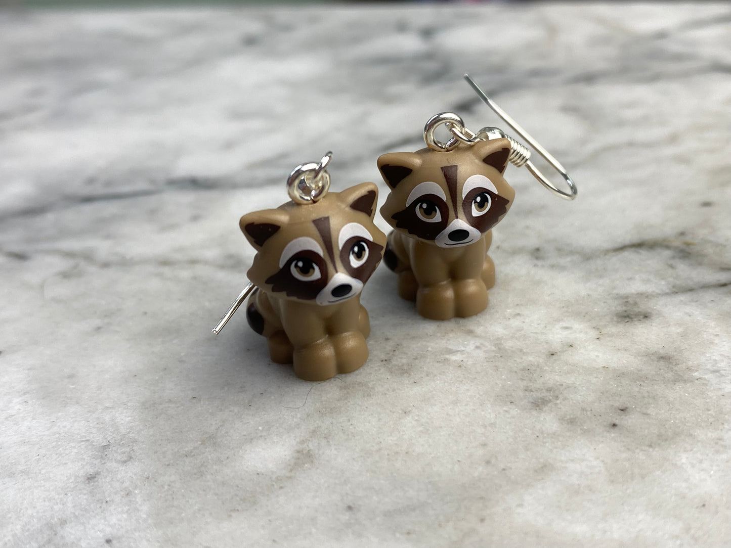 Handmade Brick Raccoon Earrings