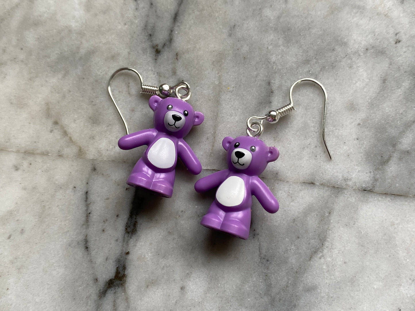 Handmade Brick Teddy Bear Earrings