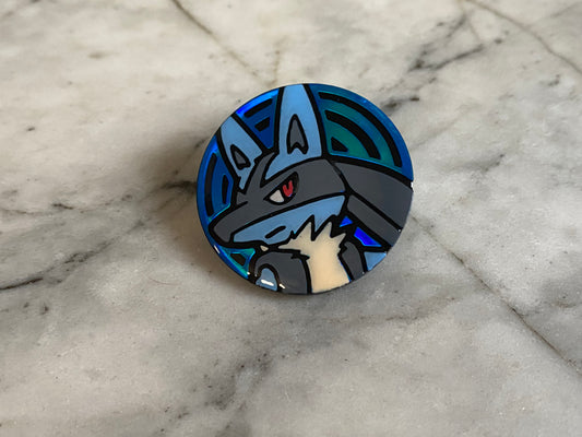 Hand-painted Lucario Coin Pokemon Pin Badge