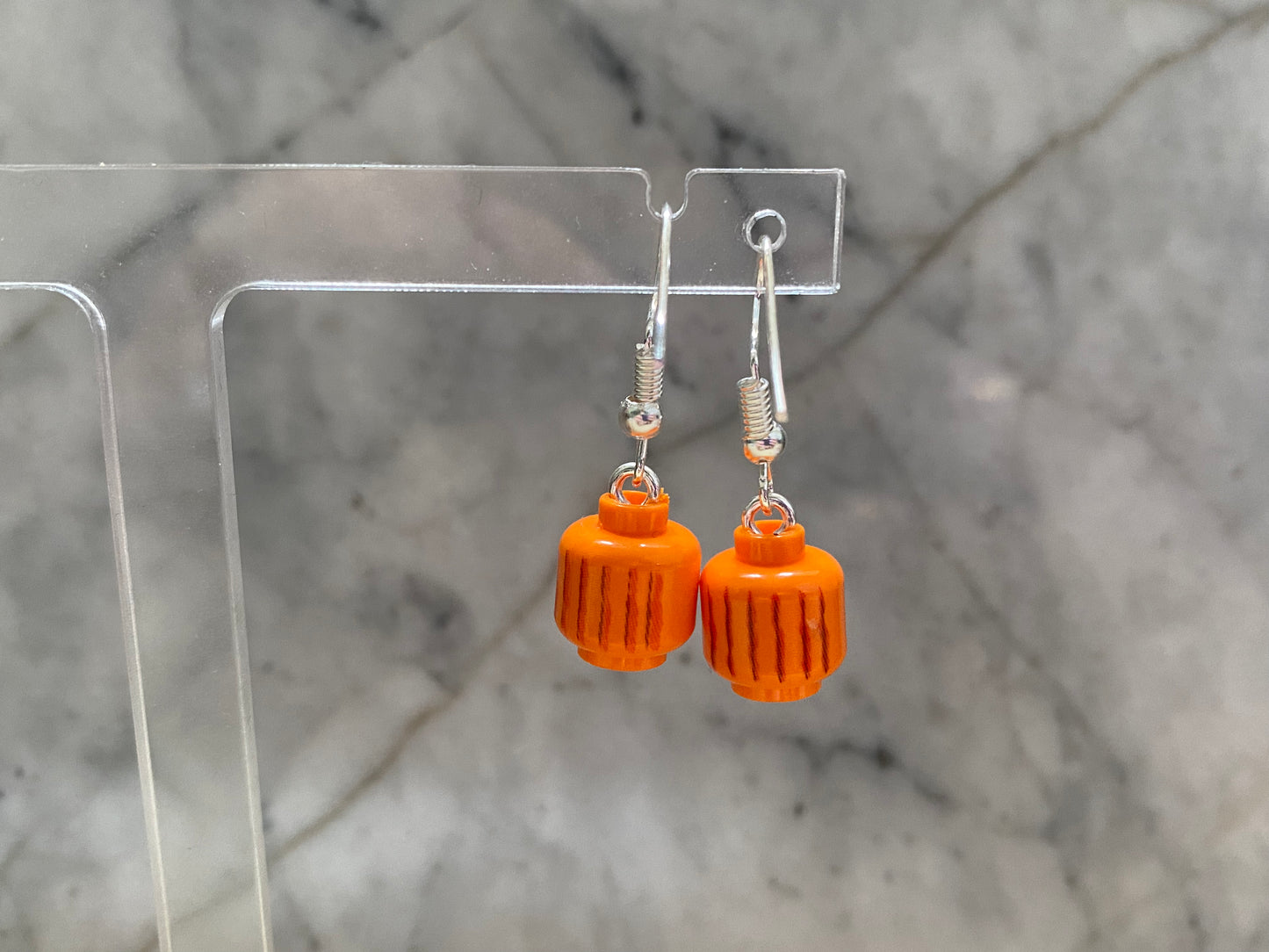 Handmade Pumpkin Head Jack-O-Lantern Drop Earrings