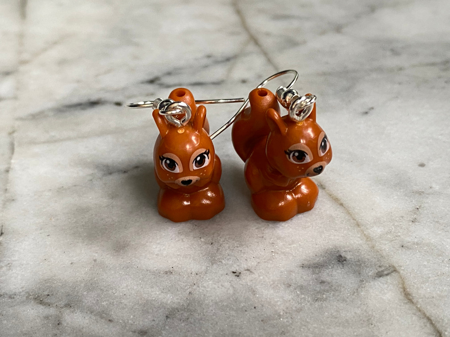 Handmade Brick Squirrel Drop Earrings