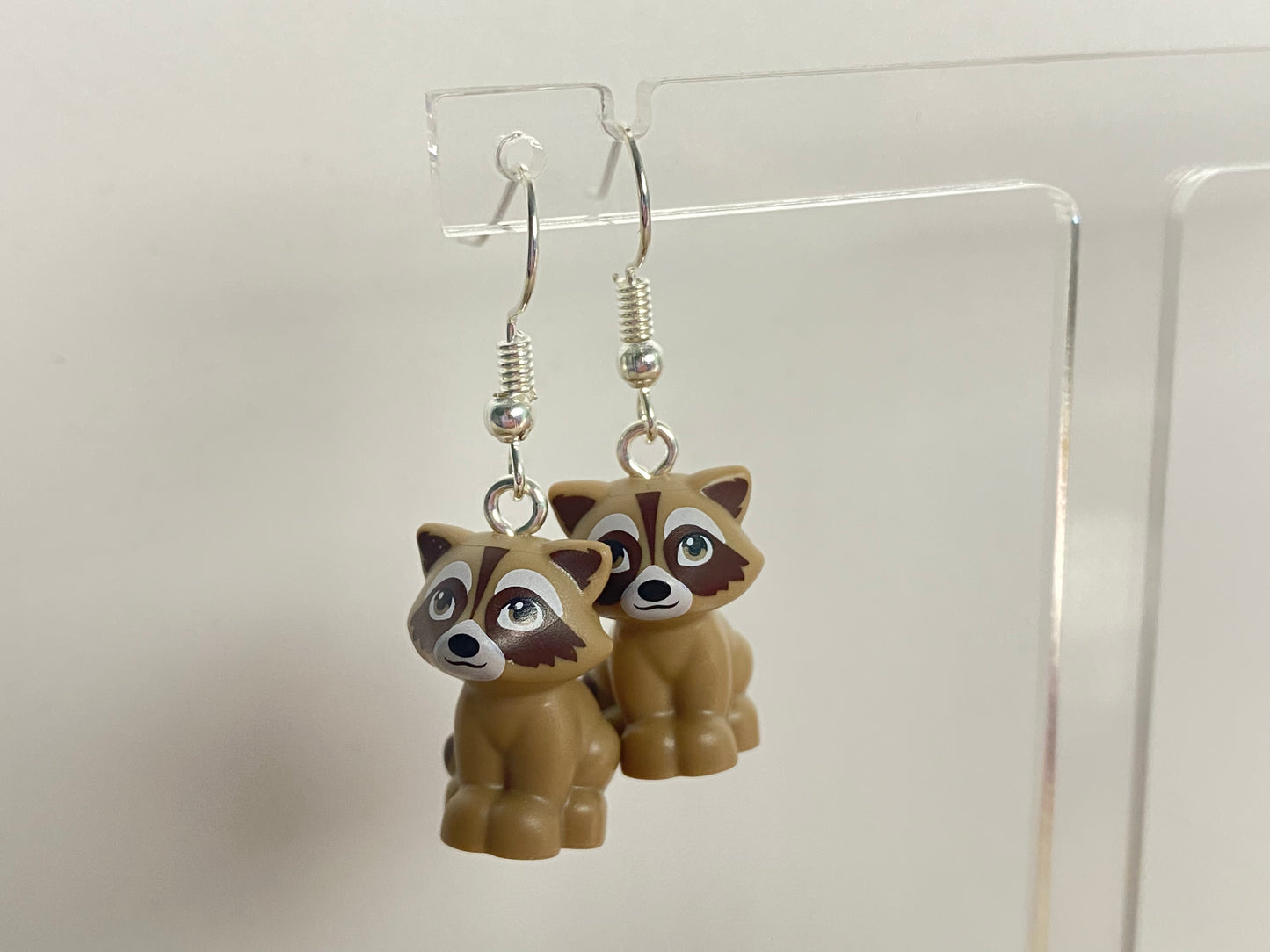 Handmade Brick Raccoon Earrings