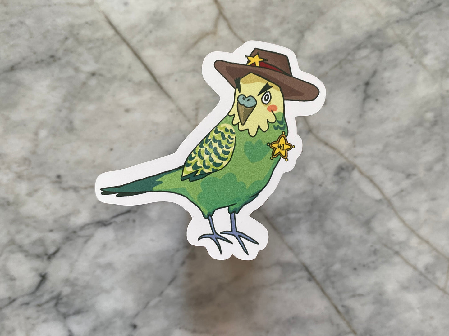 Sherrif the Budgie Vinyl Sticker