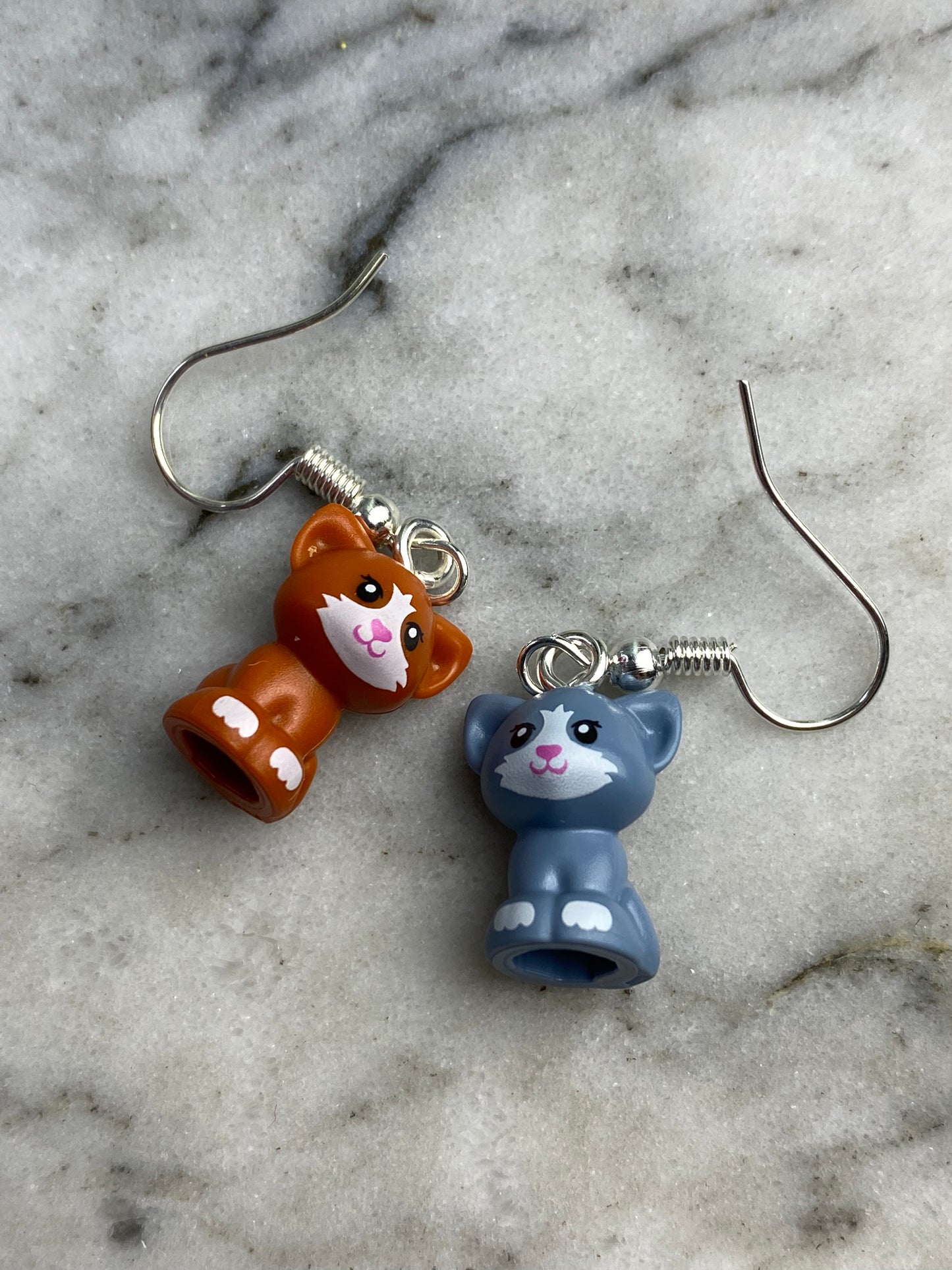 Handmade Brick Sitting Cat Drop Earrings