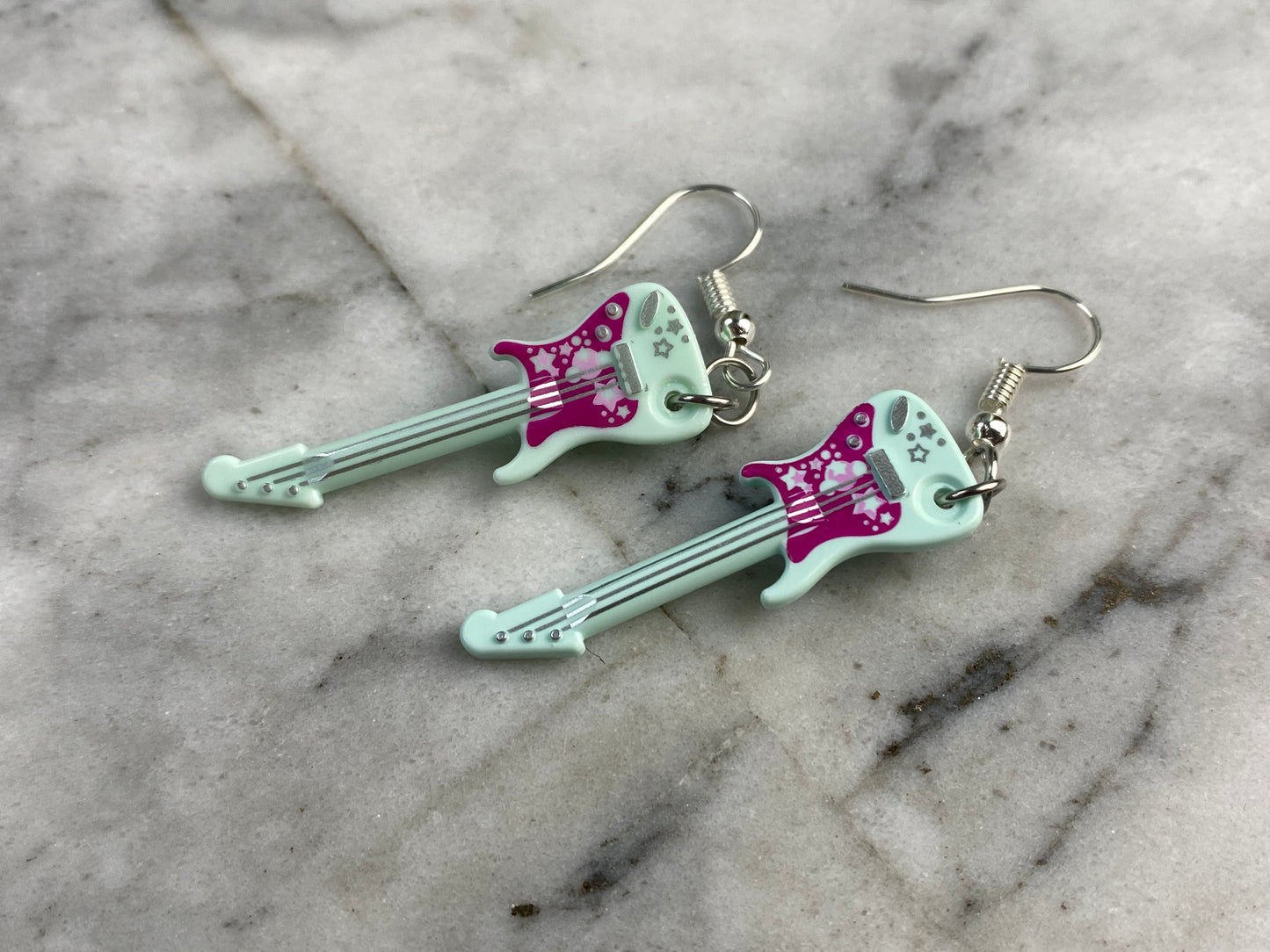 Handmade Brick Guitar Drop Earrings