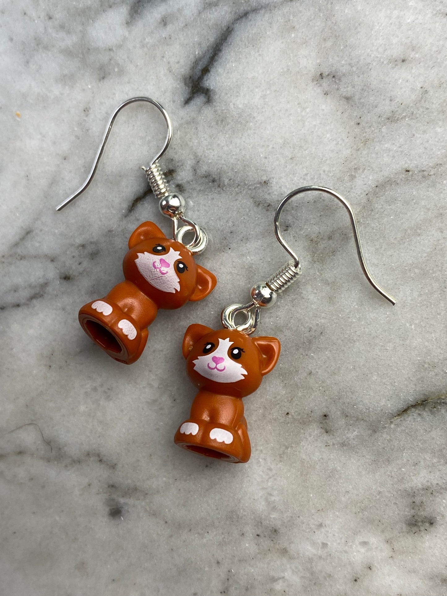 Handmade Brick Sitting Cat Drop Earrings