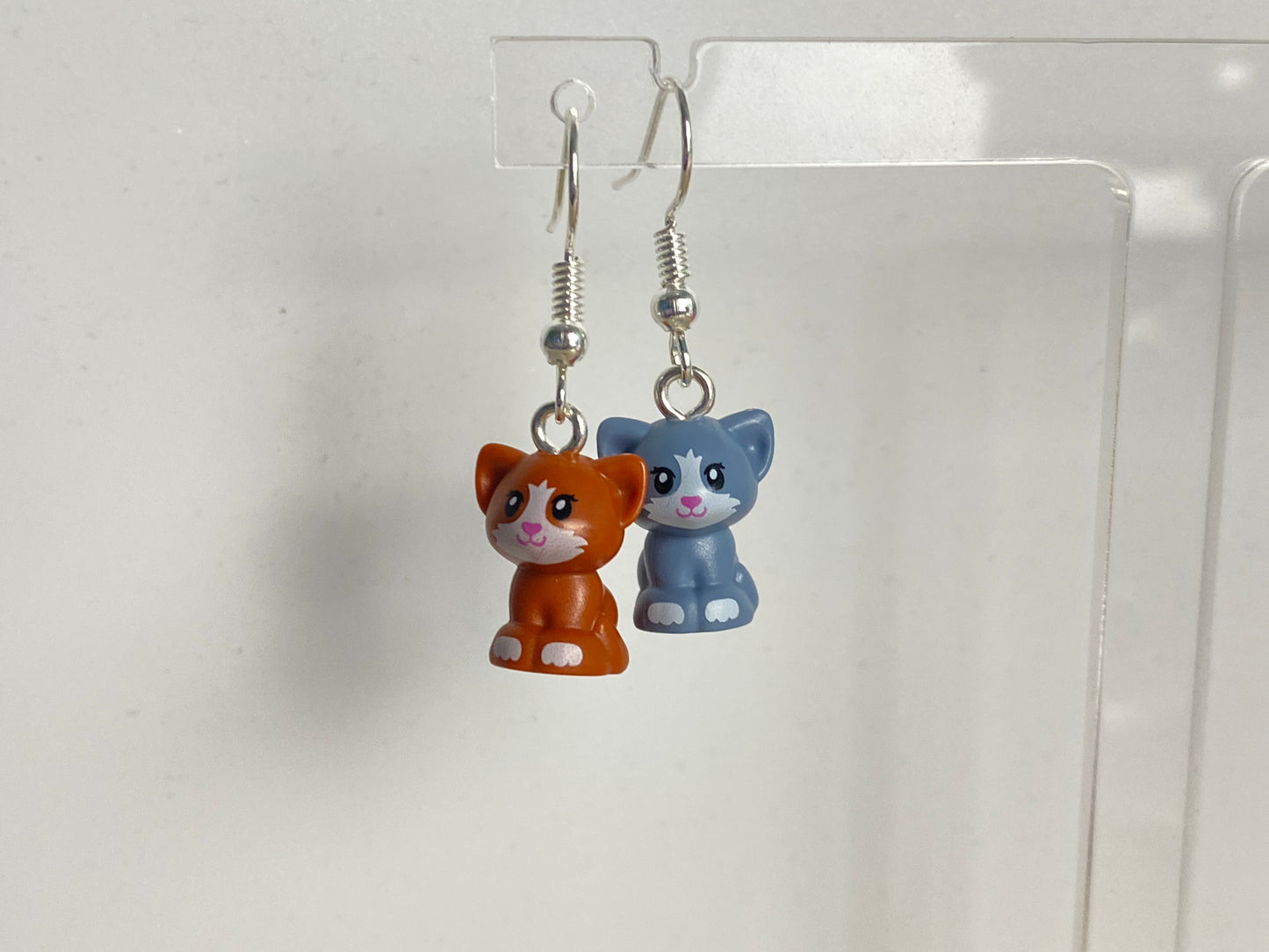 Handmade Brick Sitting Cat Drop Earrings