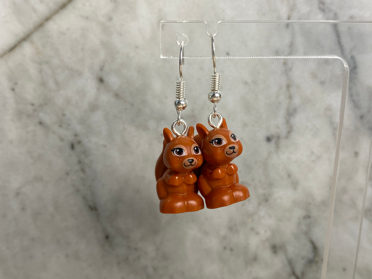 Handmade Brick Squirrel Drop Earrings