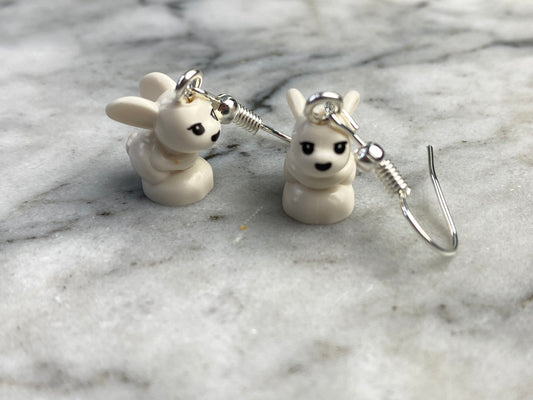 Handmade Brick Bunny Rabbit Drop Earrings