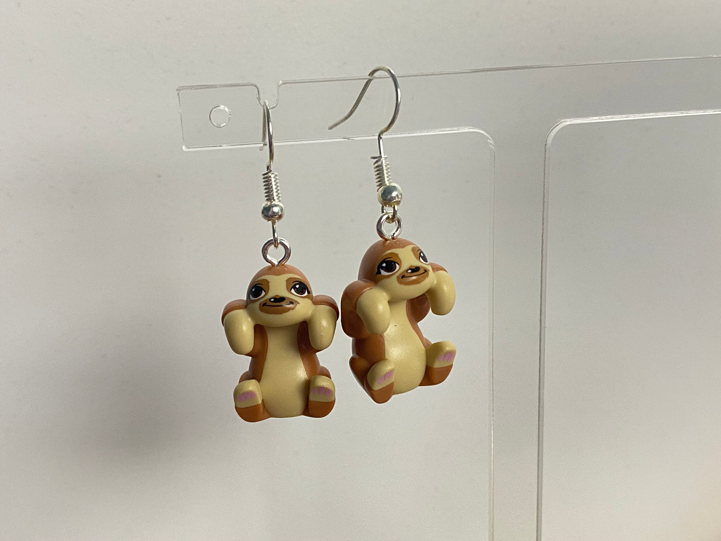 Handmade Brick Sloth Drop Earrings