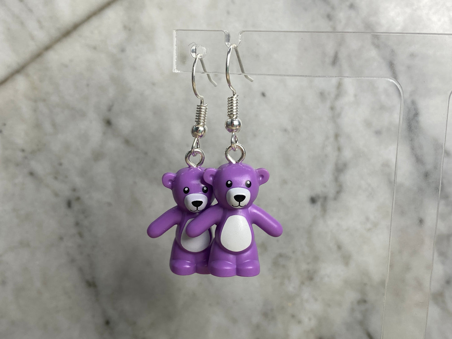 Handmade Brick Teddy Bear Earrings