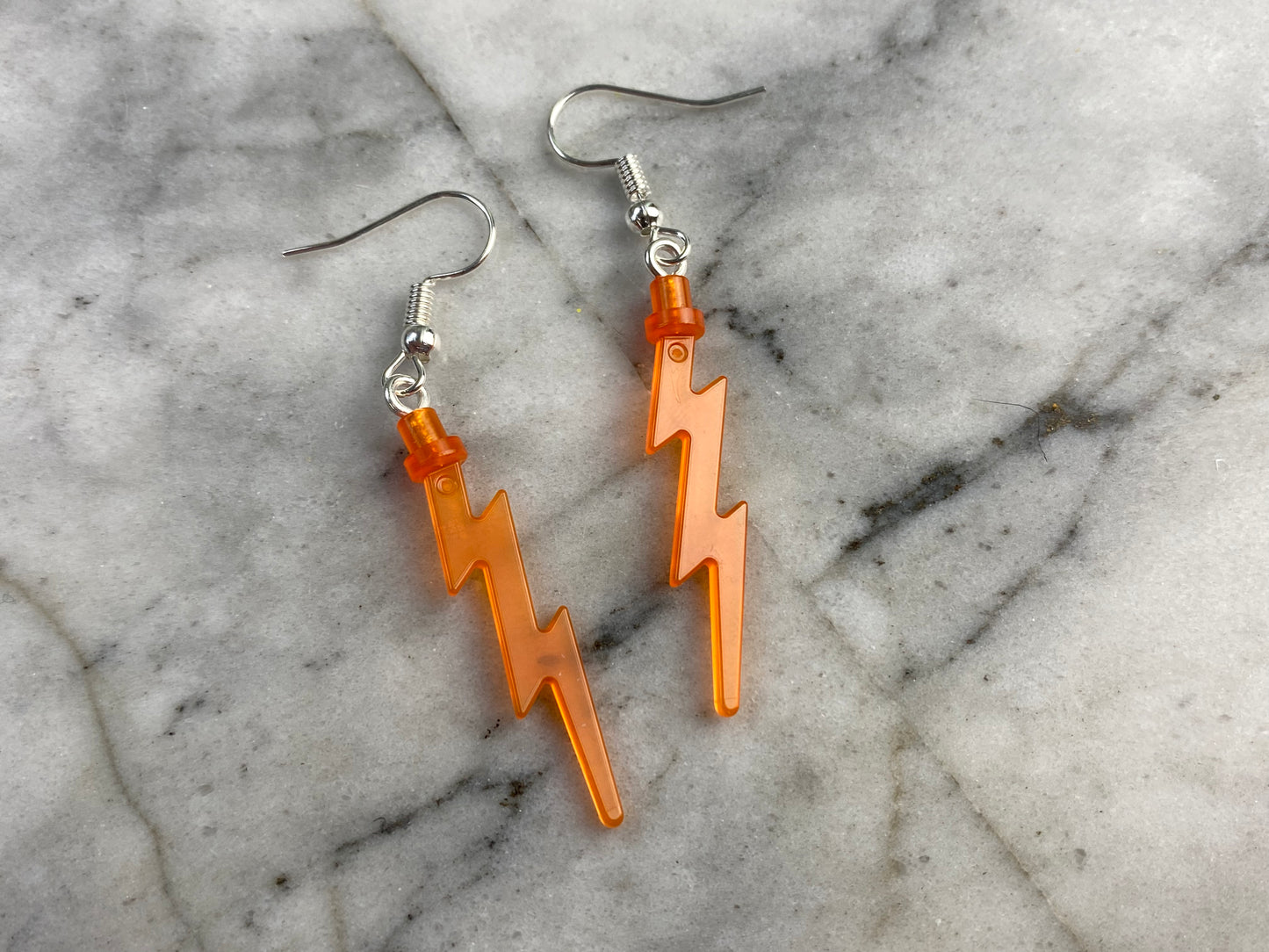 Handmade Brick Lightning Bolt Drop Earrings