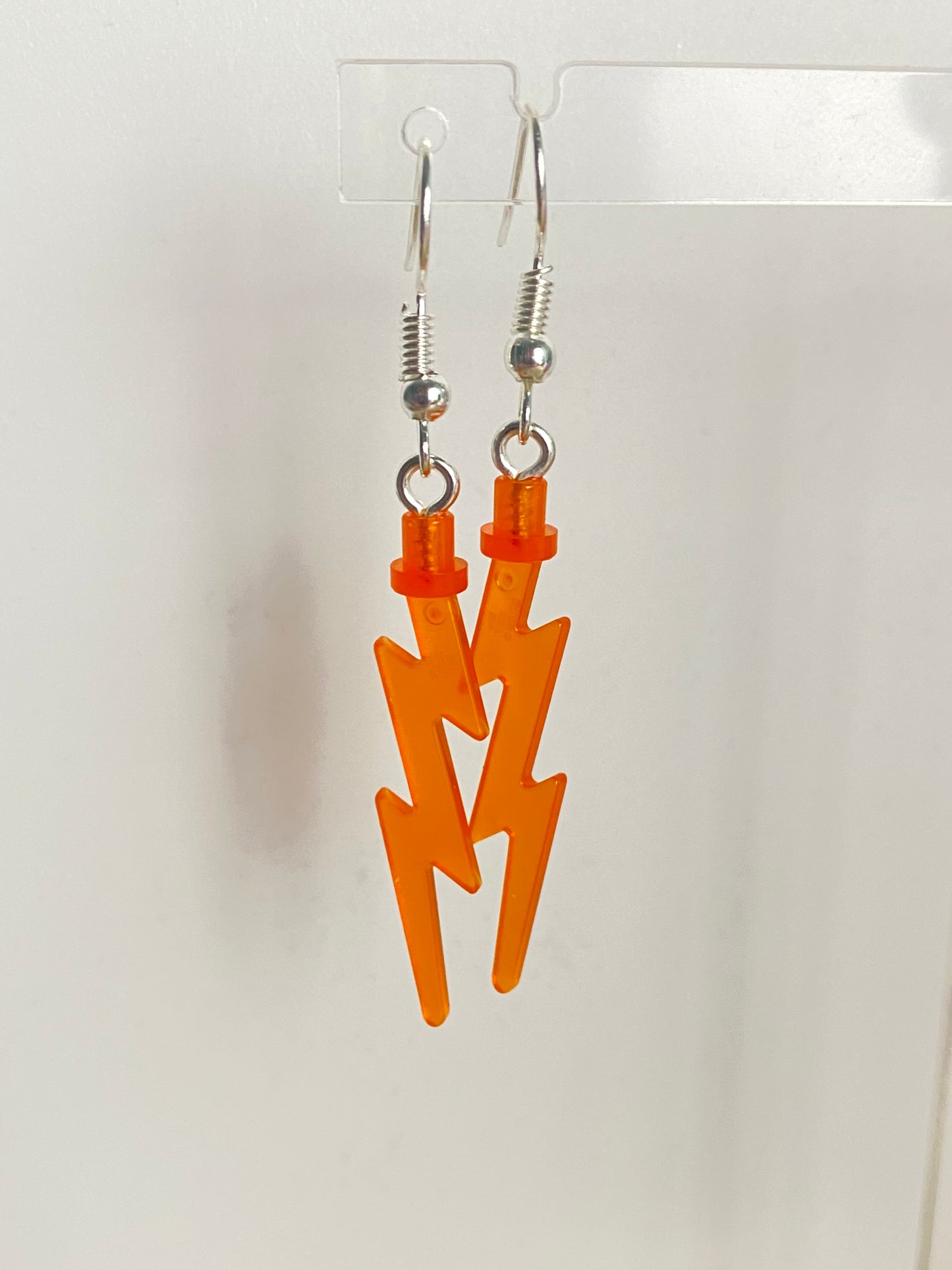 Handmade Brick Lightning Bolt Drop Earrings