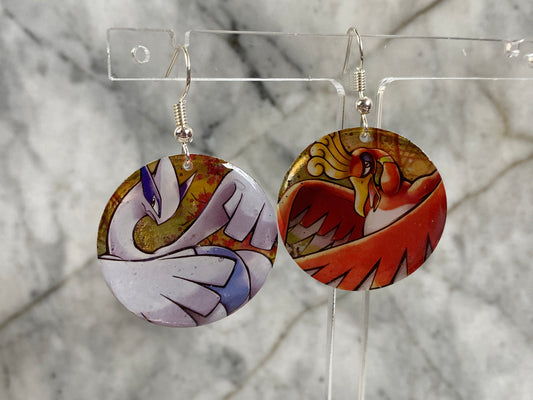 Lugia and Ho-oh Pokémon Card Earrings