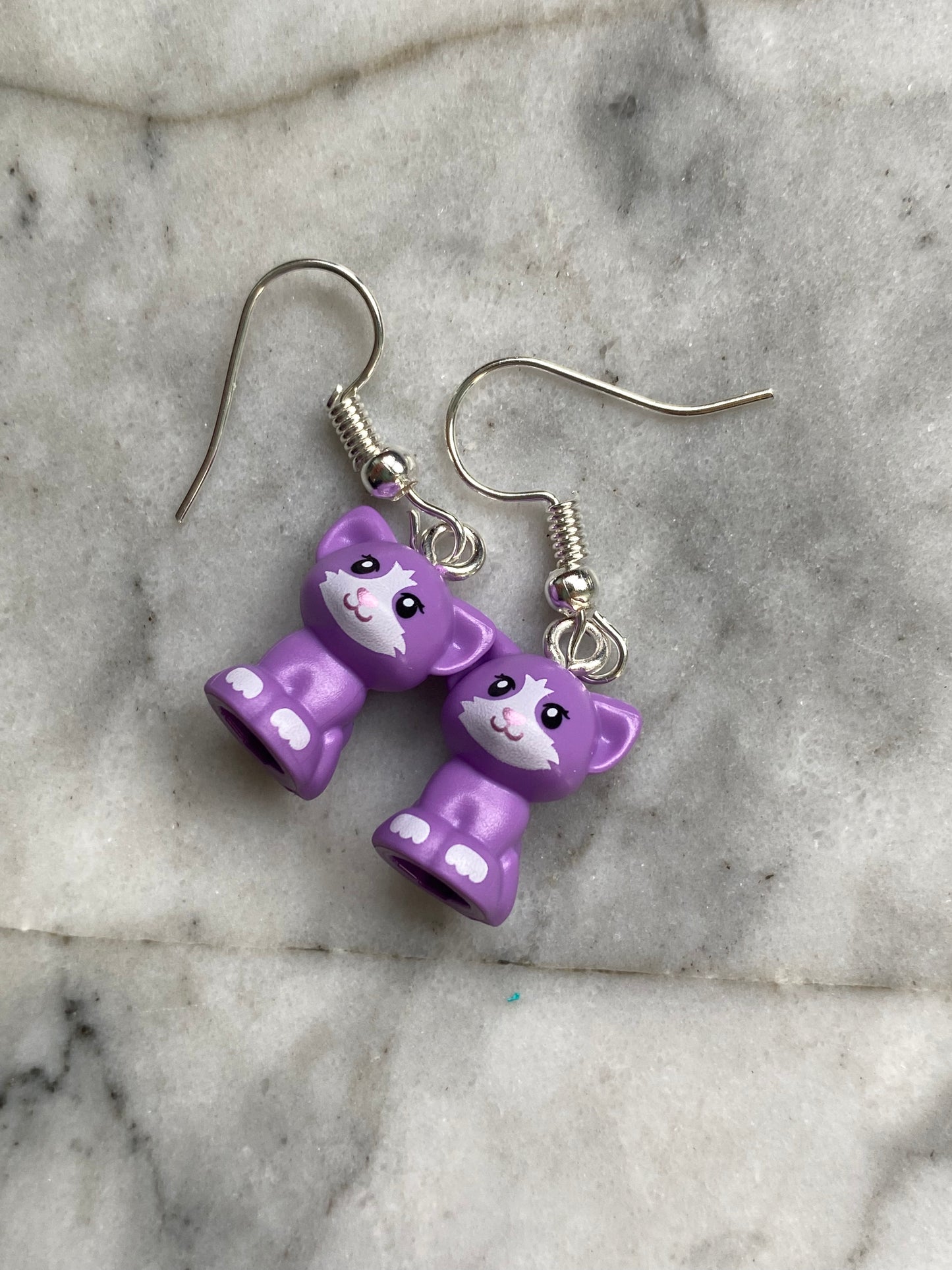 Handmade Brick Sitting Cat Drop Earrings