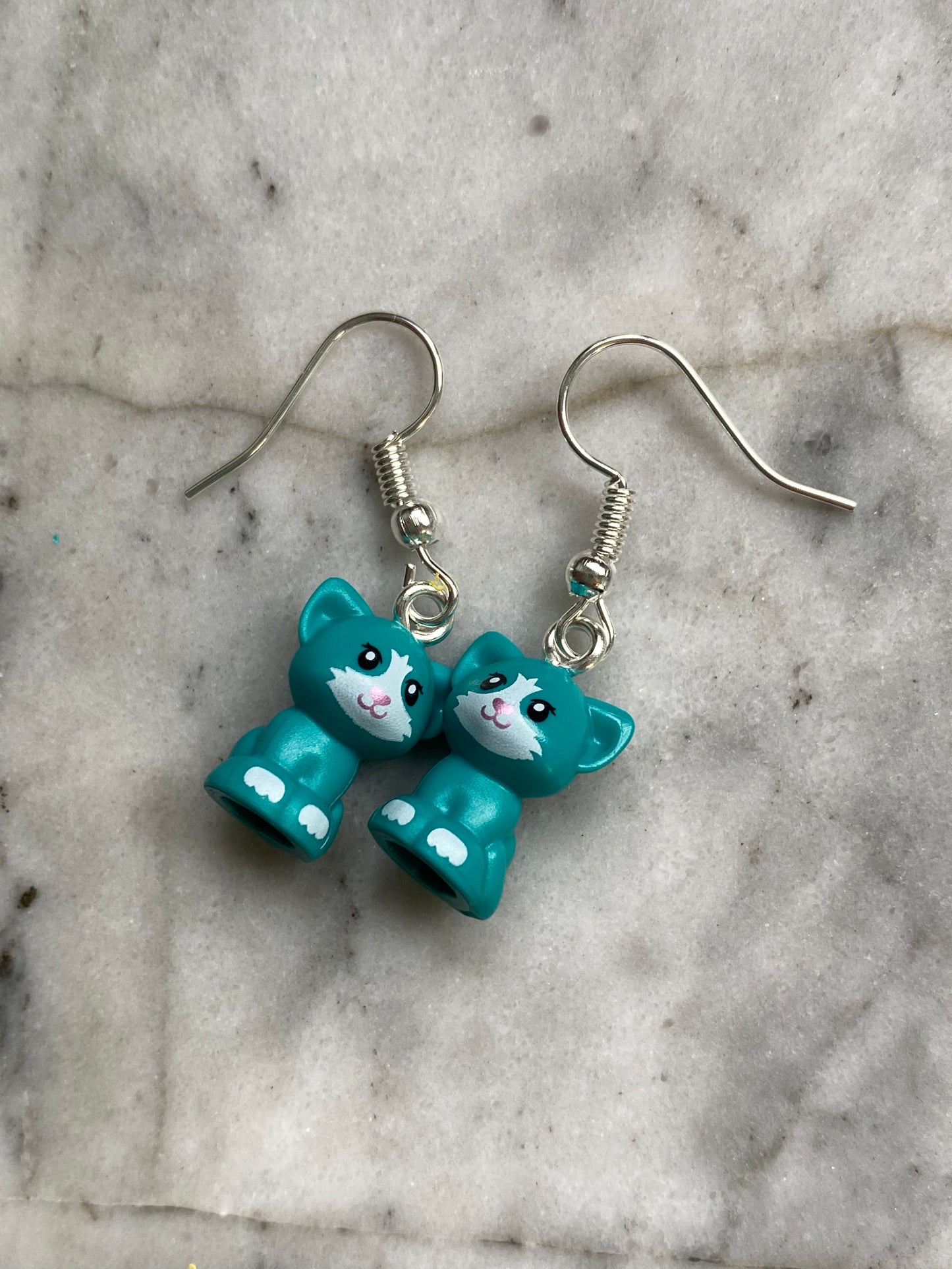 Handmade Brick Sitting Cat Drop Earrings