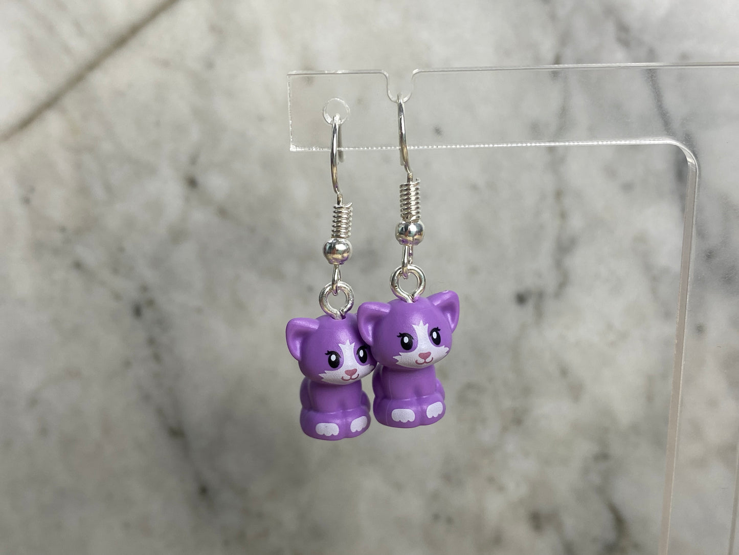 Handmade Brick Sitting Cat Drop Earrings