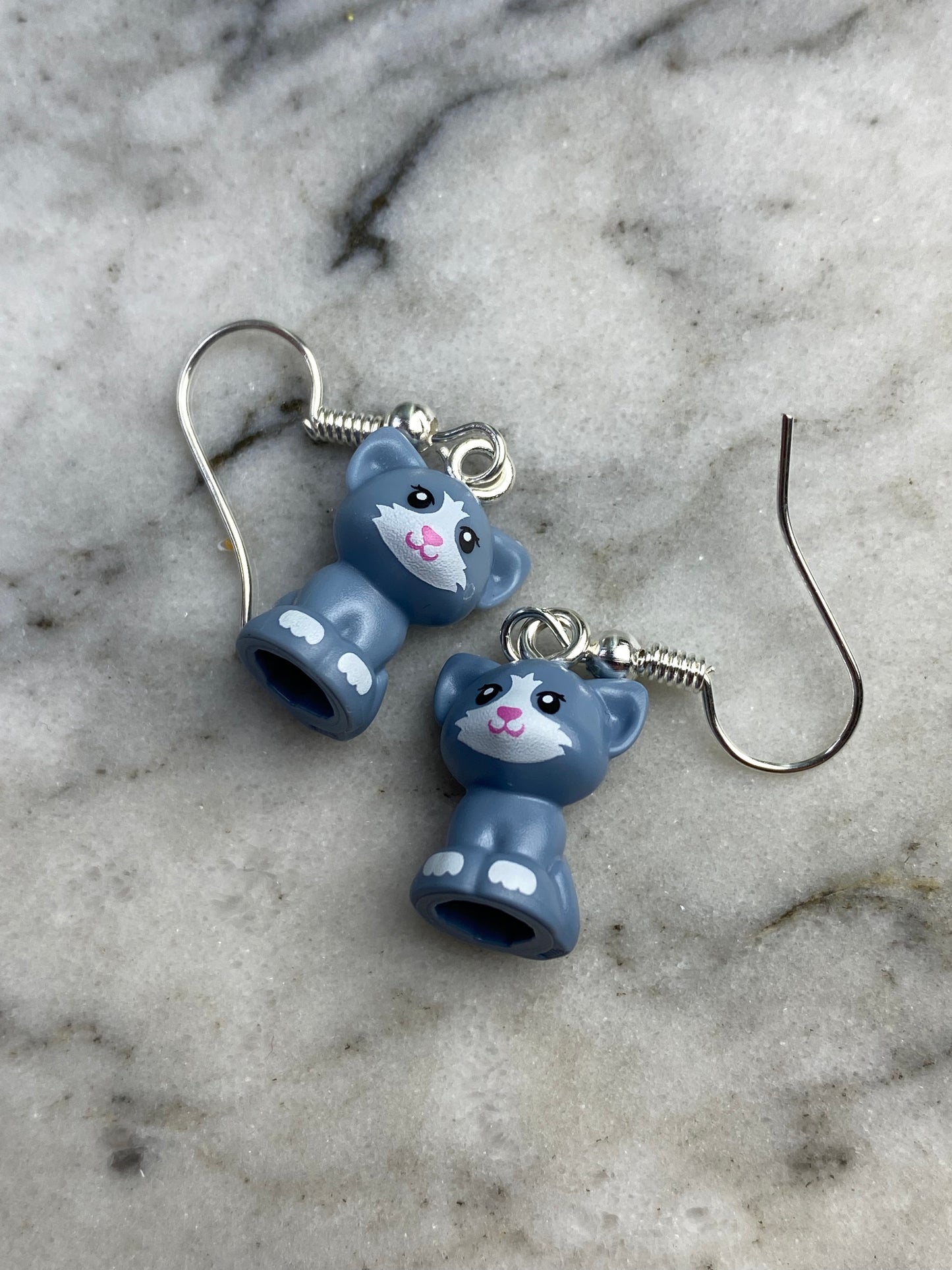 Handmade Brick Sitting Cat Drop Earrings