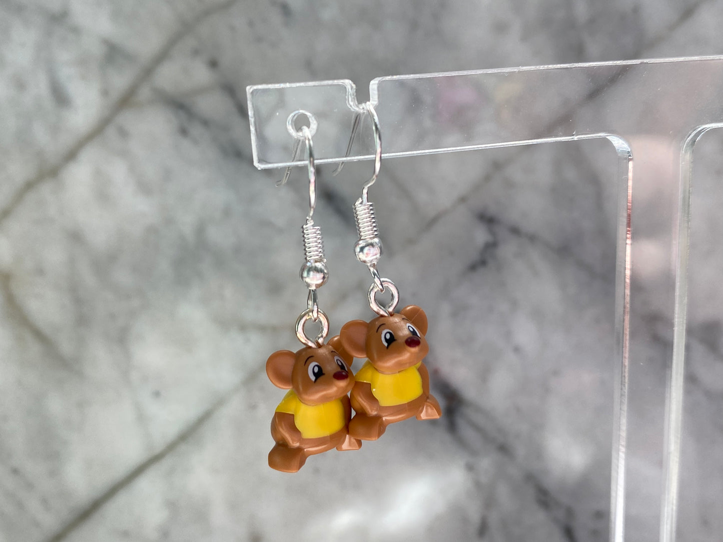 Handmade Brick Gus the Mouse Drop Earrings